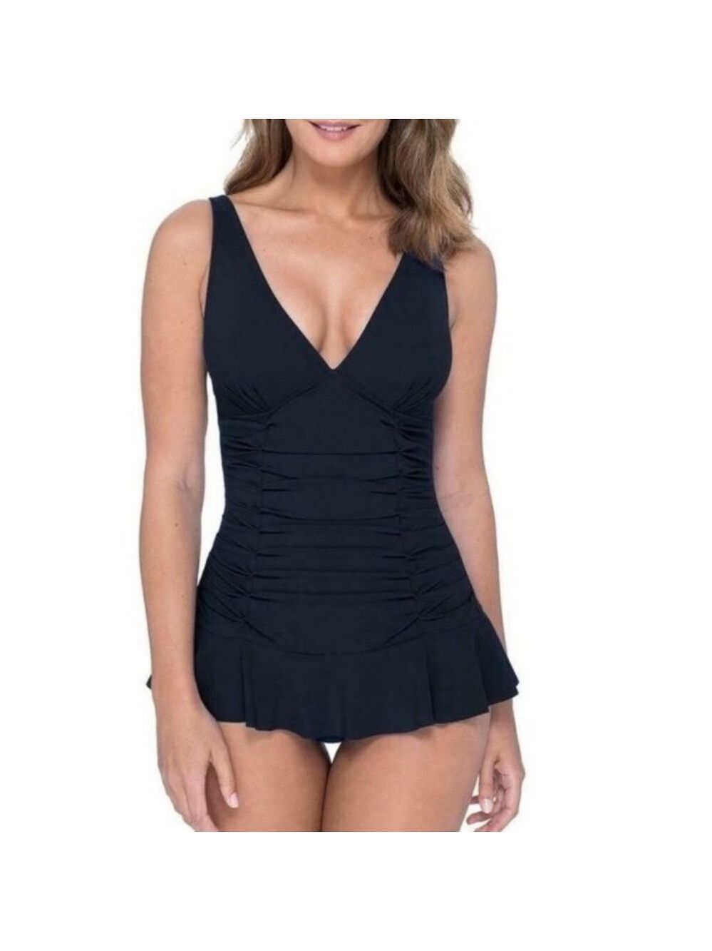 Profile by Gottex Pleated Ruching V-Neck Swimsuit